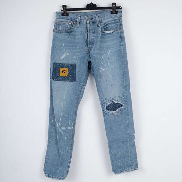 One-of-a-kind Upcycled Levi's 501 Skinny - Picture 2 of 7